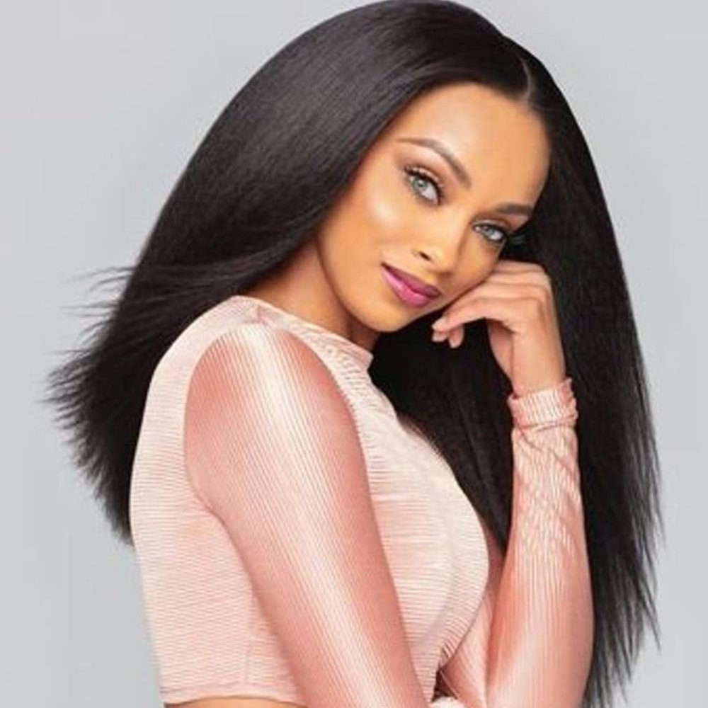 20 Inch Kinky Straight U Part Wig Soft Synthetic Hair